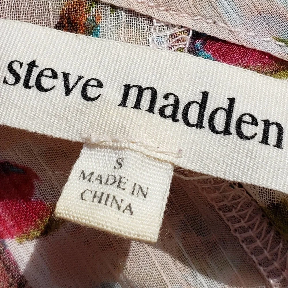 Tank Floral Pink Blush Sleeveless Sharkbite Cami Sz S STEVE MADDEN - Picture 6 of 10